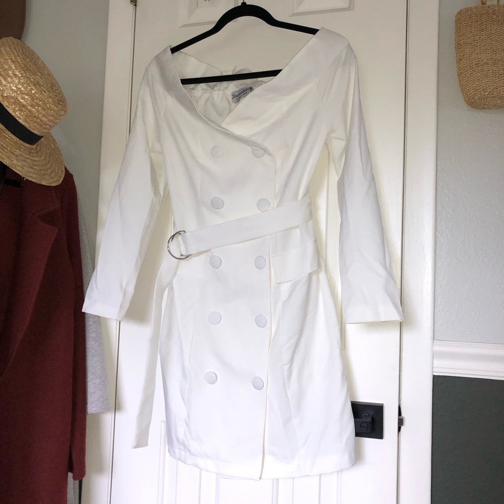 Sexy off-the-shoulder tuxedo dress
